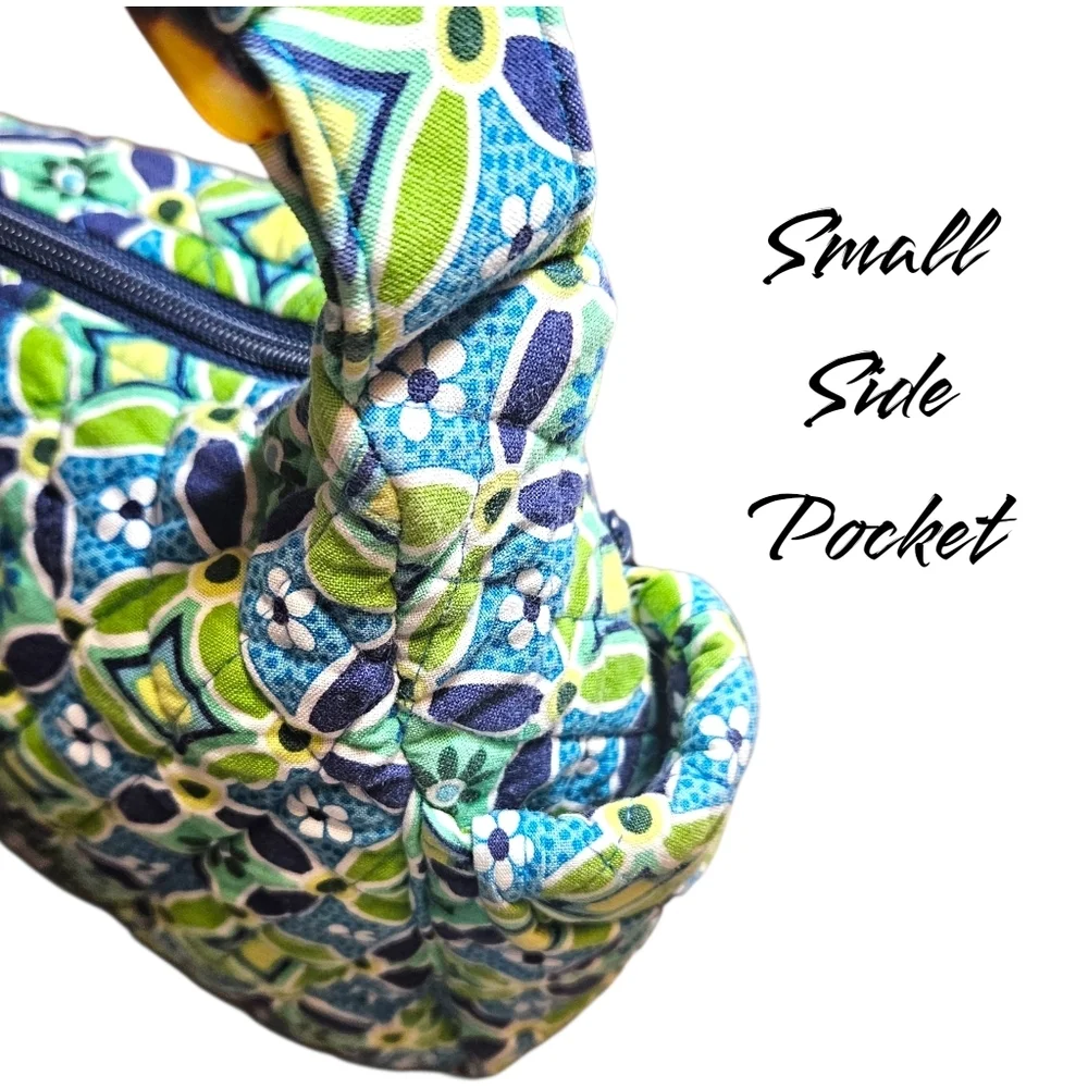 Vera Bradley Daisy Daisy Green Blue Quilted Shoulder Bag Cottagecore Grandma Y2K - Picture 8 of 12